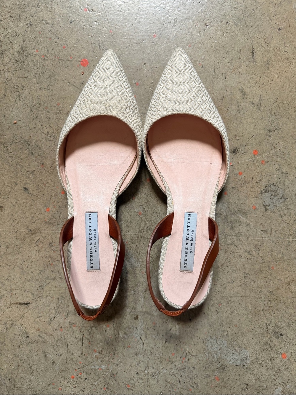 Stubbs & Wootton Palm Beach Raffia Slingback Flats 37.5 / 7.5
